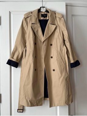 J. Crew Beige Trench Coat with Navy Lining
